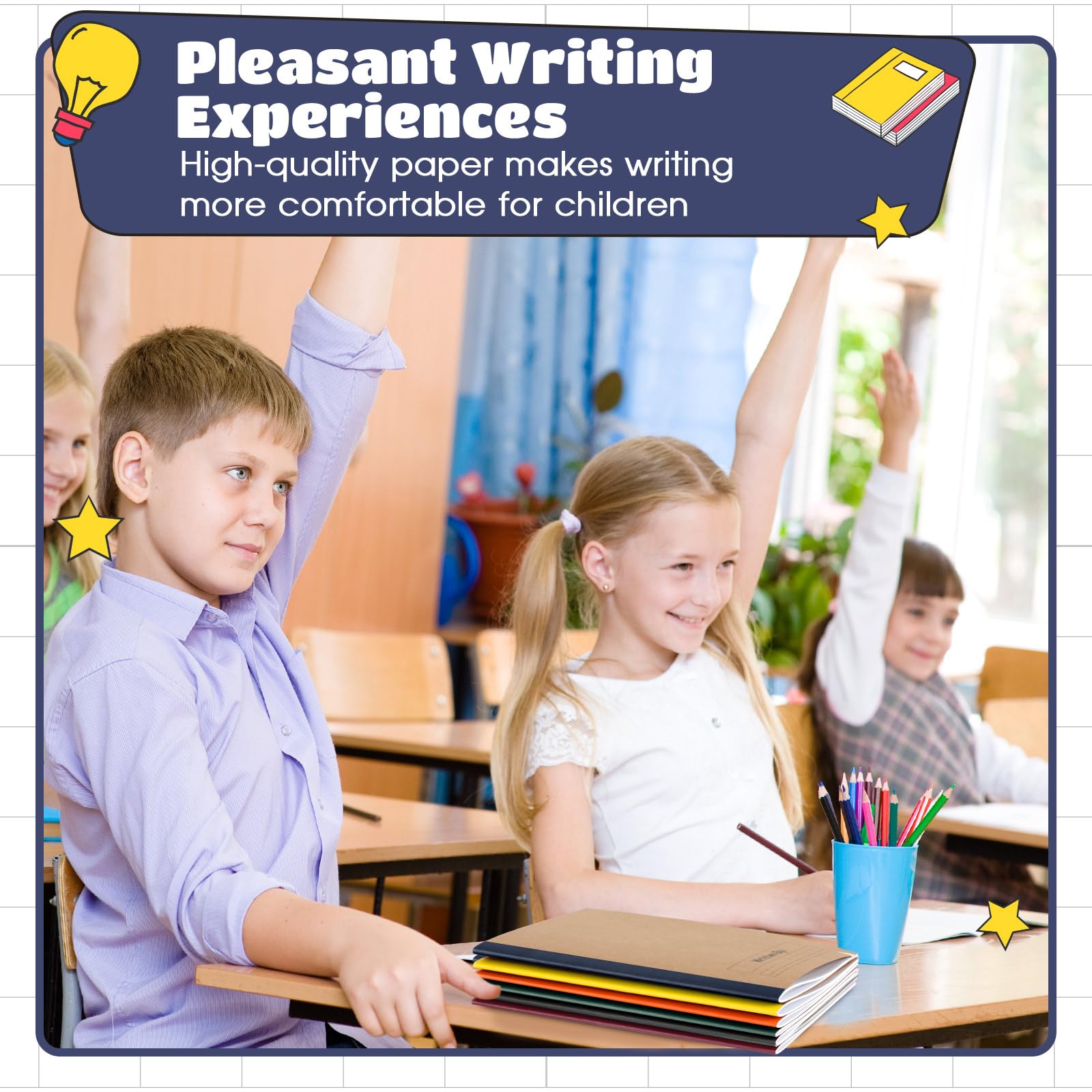 Henoyso 20 quaderni per composizione primaria da 22,9 x 19,5 cm, per bambini, forniture per il ritorno a scuola, quaderno per scrittura primaria K-2 per bambini e studenti, per disegnare e scrivere