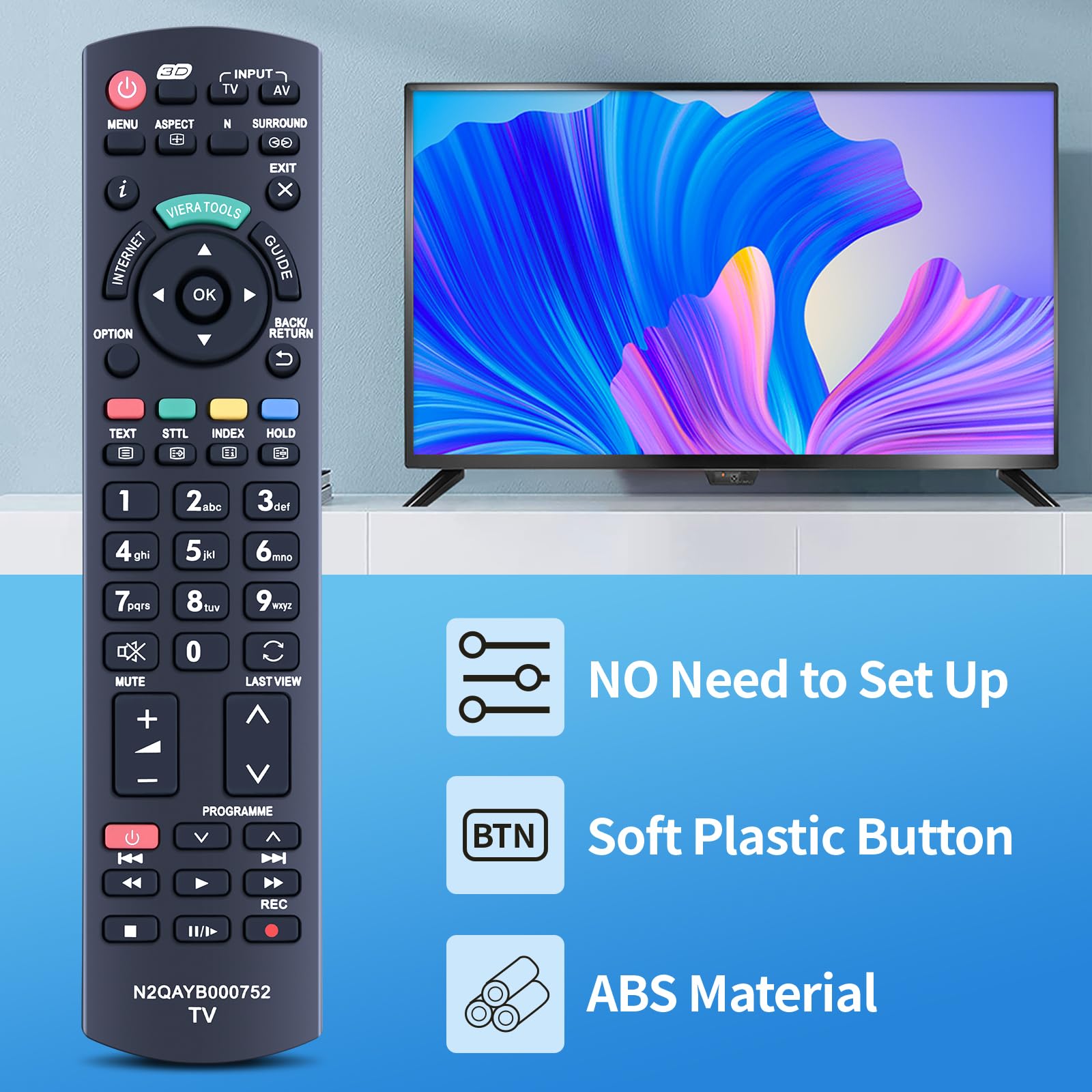 Telecomando Universale Riry N2QAYB000752 Per TV Panasonic Viera – Sostituzione Telecomando Originale, IR, Senza Programmazione, Compatibile Con Molti Modelli LCD/LED - 3