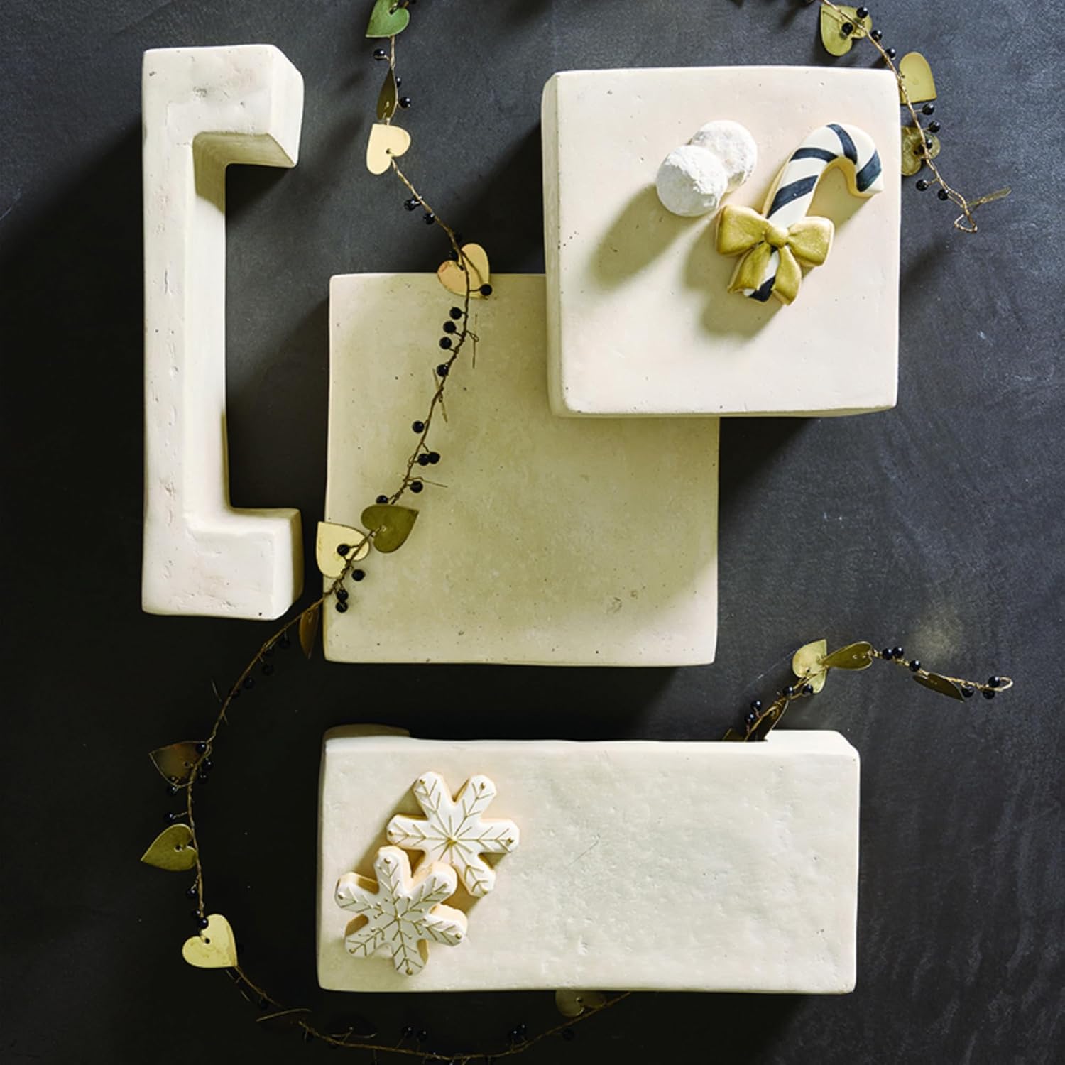 Santa Barbara Design Studio Display Riser - Handcrafted White Paper Mache Stand for Buffet or Table Décor, Small, Square