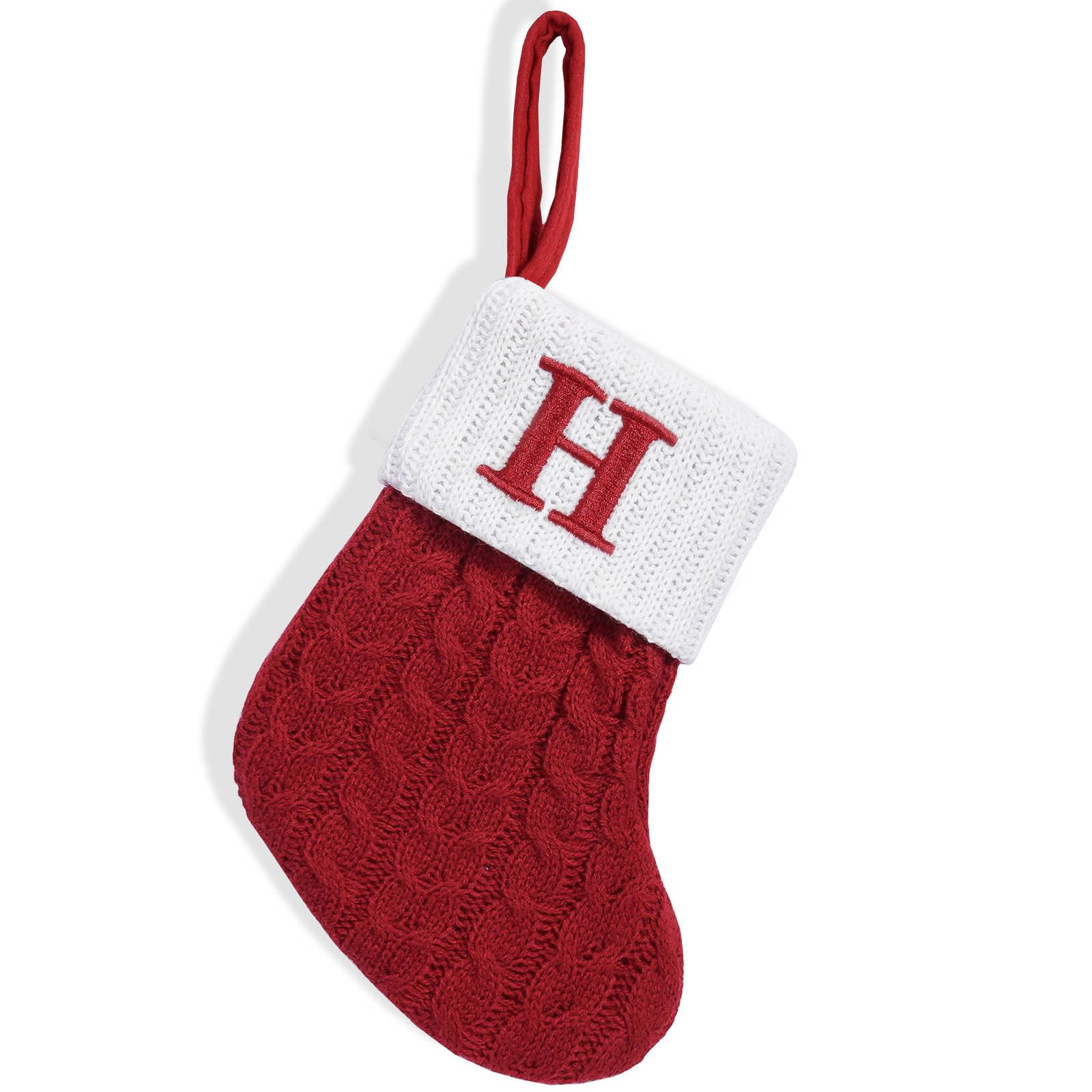 KAQNTUD Christmas Stockings with Initials Small Embroidered Letters Knitted Stockings Decorations for Family Christmas Tree Fireplaces Letters Hanging Socks Stockings for Decorations