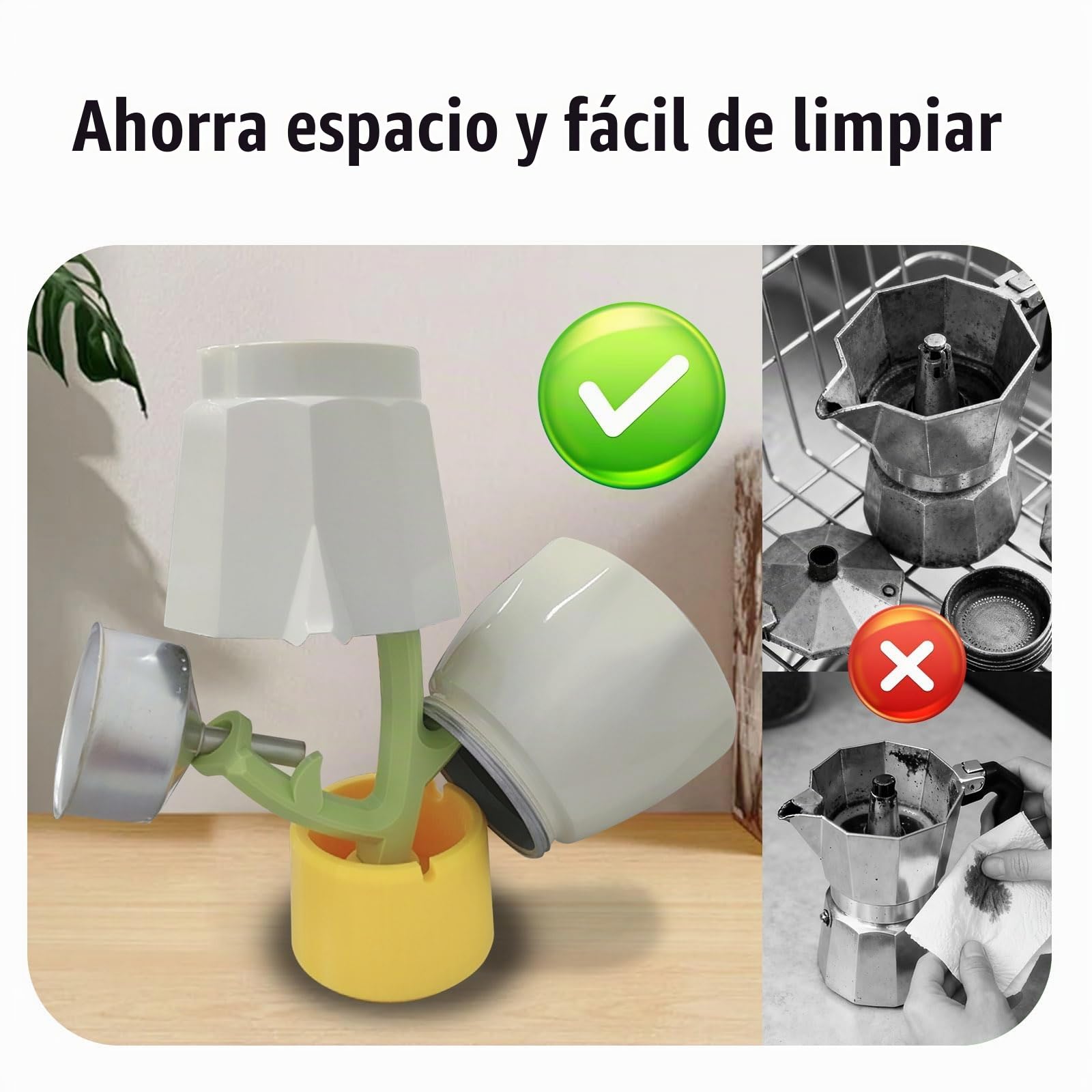 Billg Escurreplatos Cafetera Italiana Induccion Cafetera Italiana Electrica Pequeña Función de Drenaje Automático Escurridor de Platos Diseño Flexible Impreso en 3D Que Ahorra Espacio