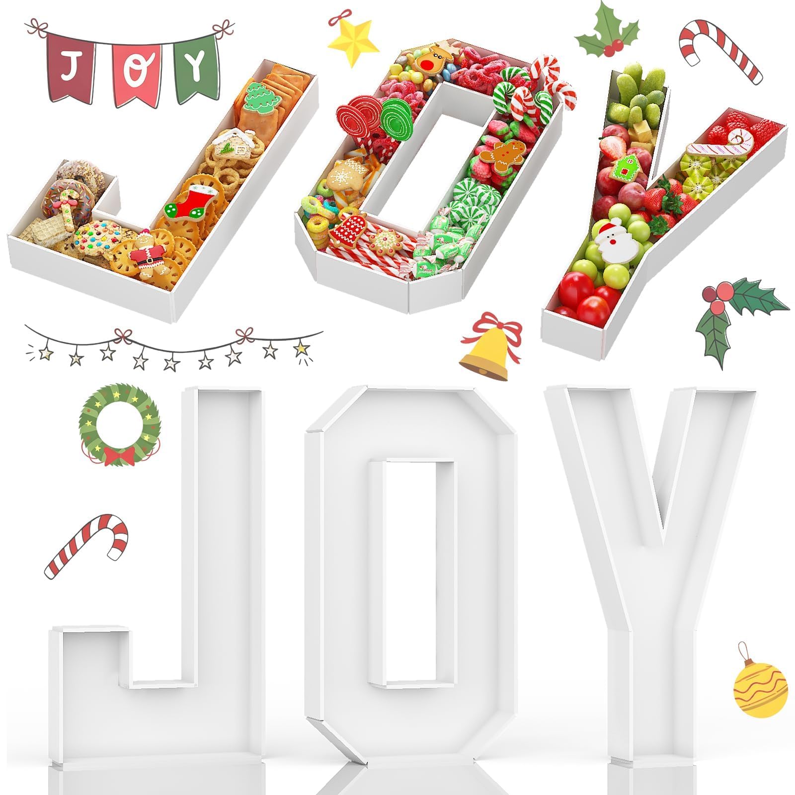Plateaux à lettres JOY en papier mâché de 35 cm pour aliments