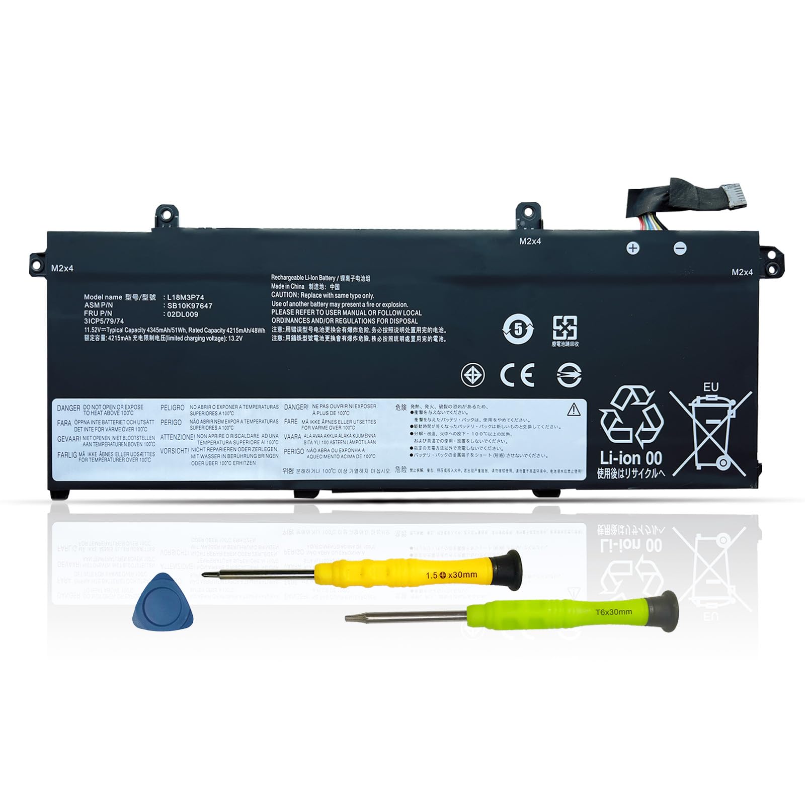 ASODI 02DL009 L18M3P74 SB10K97647 51Wh Laptop Battery Compatible with Lenovo thinkPad T490 T495 P43S T14 P14s Gen 1st 2nd Series L18C3P71 L18C3P72 L18M3P73 L18L3P73 L18M4P73 L18M4P74
