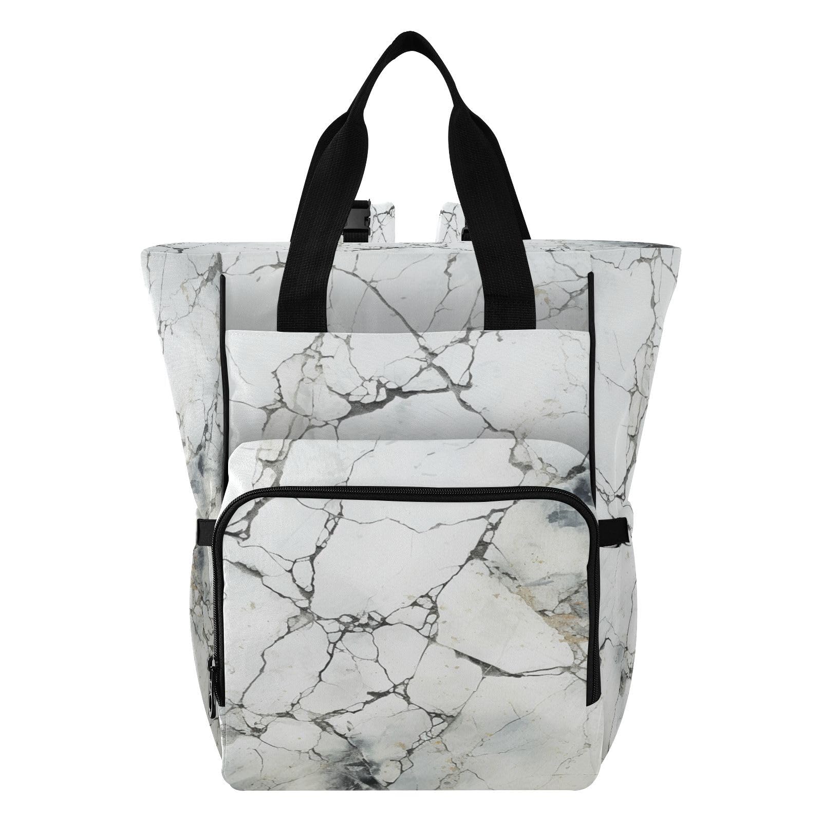 Arte De Mármol Blanco Negro Bolsa de Pañales, Mochila de Viaje, Gran Capacidad, Bolsas para Mamá Papá Mujeres Niñas