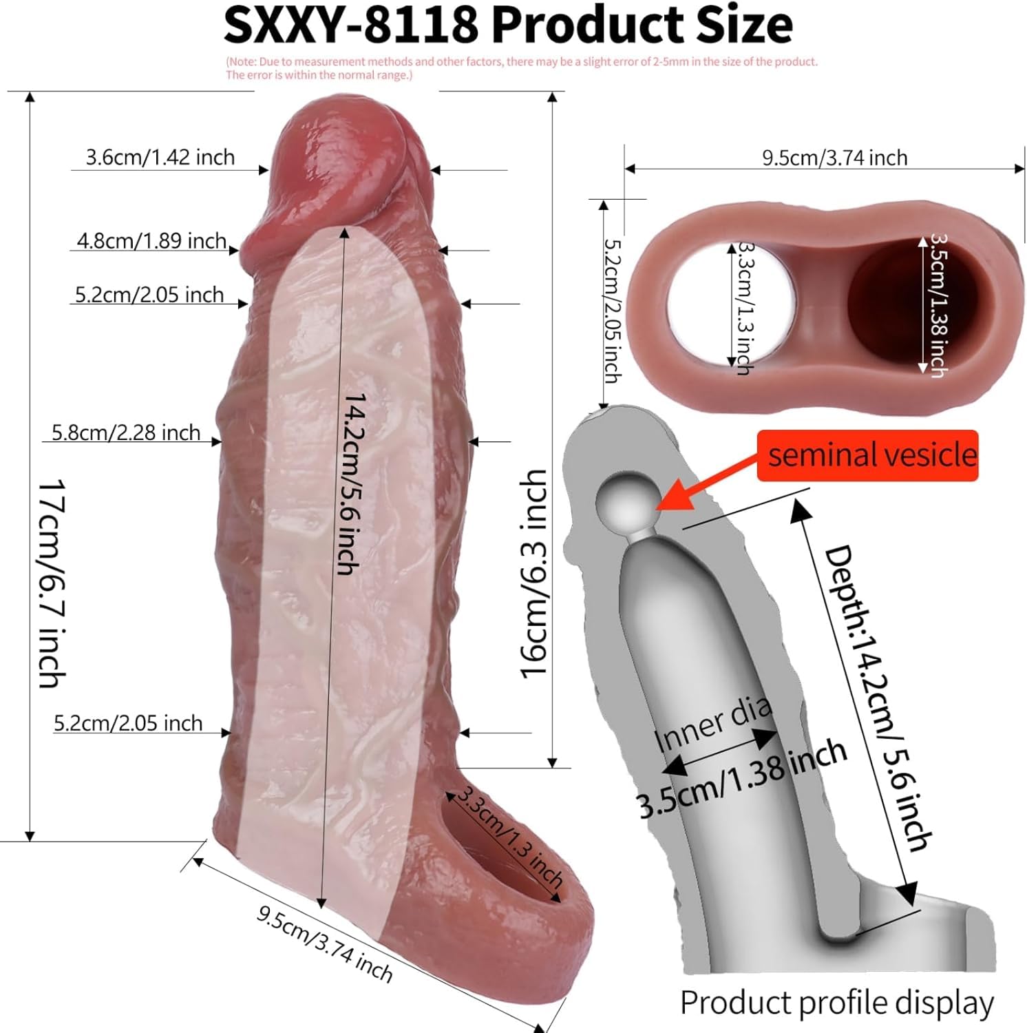 Guaina Pene Realistico Morbido Spesso con Anello per Testicoli, Guaina Fallica Indossabili, Manicotto Prolunga Ingrandimento Allungamento del Pene Maschile, Sex Toys Sessuali per Coppie Donna Uomini