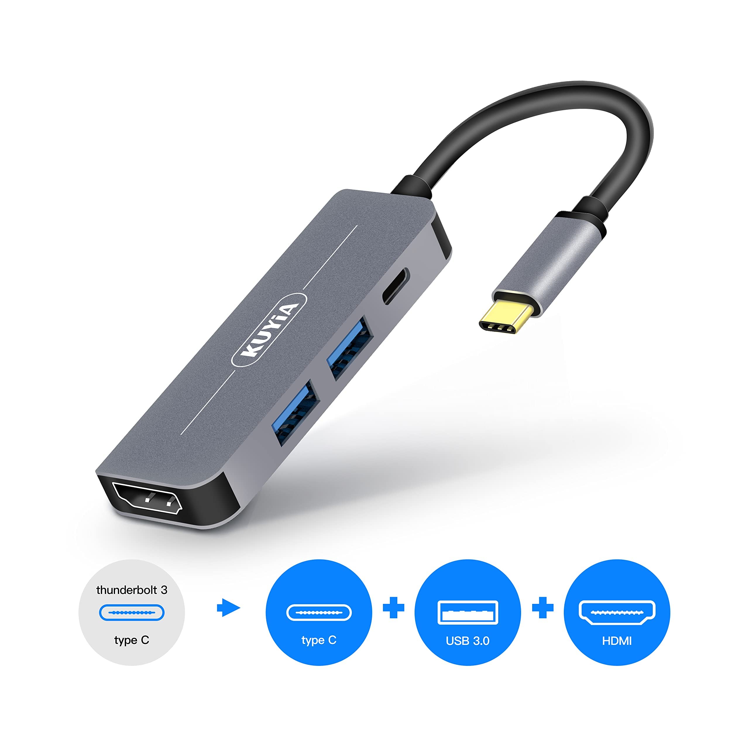 USB C hub 4K to HDMI 2 3.0 and FlashDrive Type Hub USB-C Power Adapter Compatible for MacBook Pro Chromebook Deal XPS Samsung Galaxy S8 S9 Note8 4 Ports