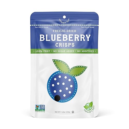 Miniatura 2 de Nature's Turn Bocadillos de frutas liofilizadas, patatas fritas de arándanos, perfectos para almuerzos escolares o un aperitivo para llevar, sin
