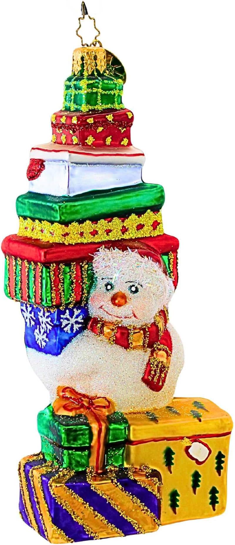 Snow Stack Blown Glass Ornament Christmas Snowman