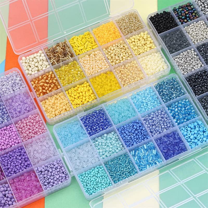 Mix 15 Color Glass Seed Tube Beads Glass Bugle Beads Loose Kit for Jewelry Making DIY Craft Beading (Mix 15 Color, Purple) - Image 5