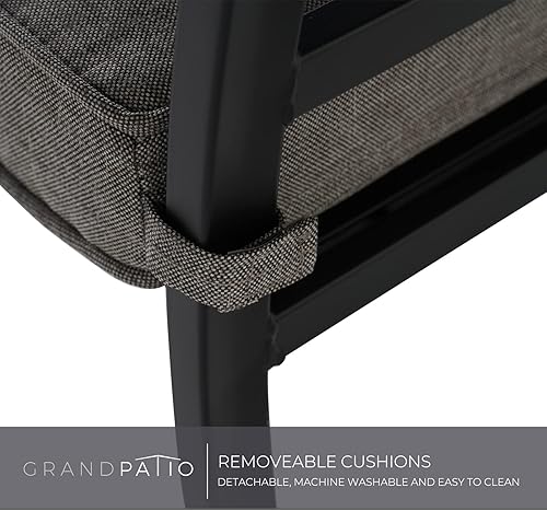 Miniatura 6 de Grand patio Juego de comedor de patio de 7 piezas para 6, juego de comedor al aire libre con revestimiento electrónico, sillas de comedor giratorias