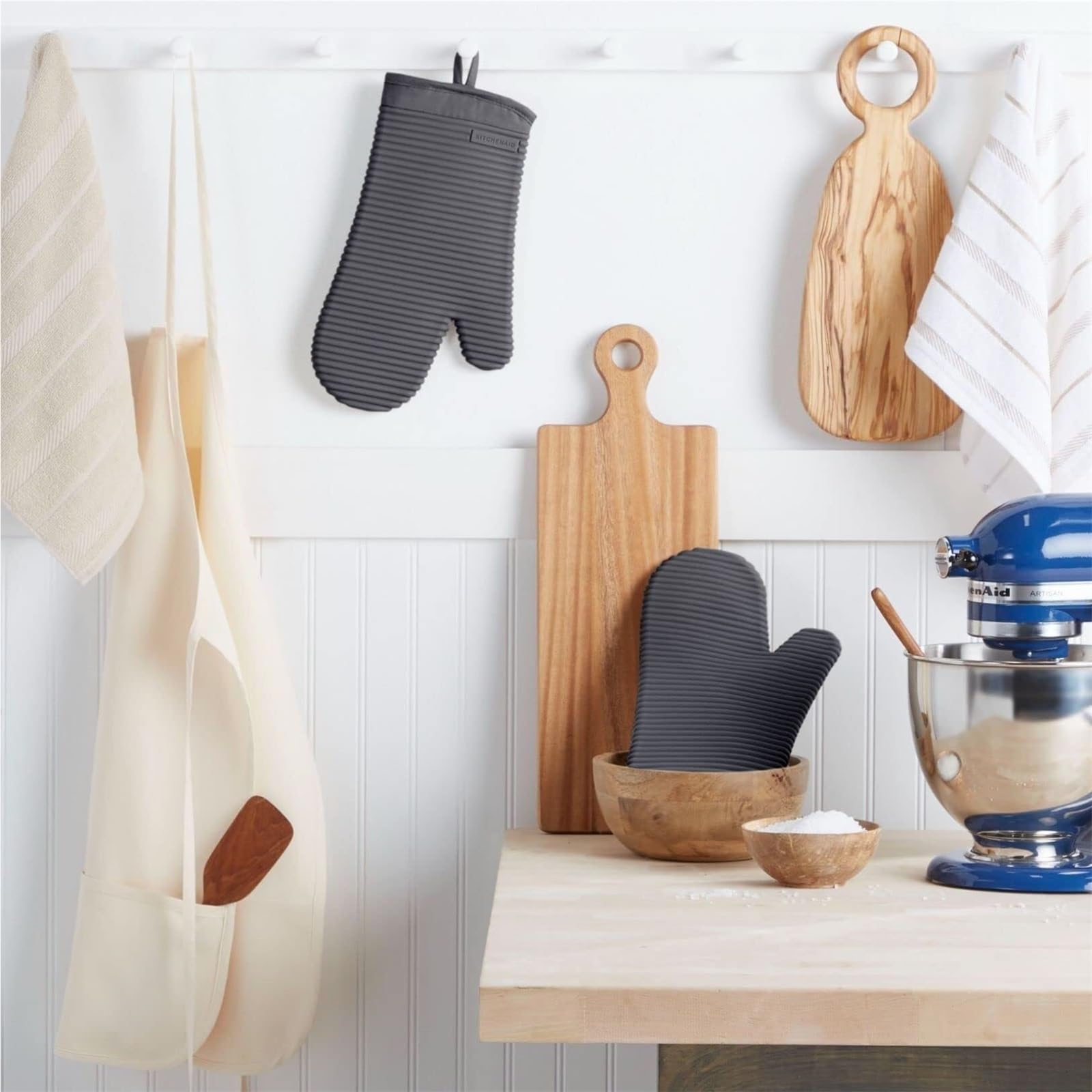 Gants de Cuisine Gants De Cuisine en Silicone Souple, Résistants À La Chaleur, Antidérapants, Doublés De Coton Épais Manique