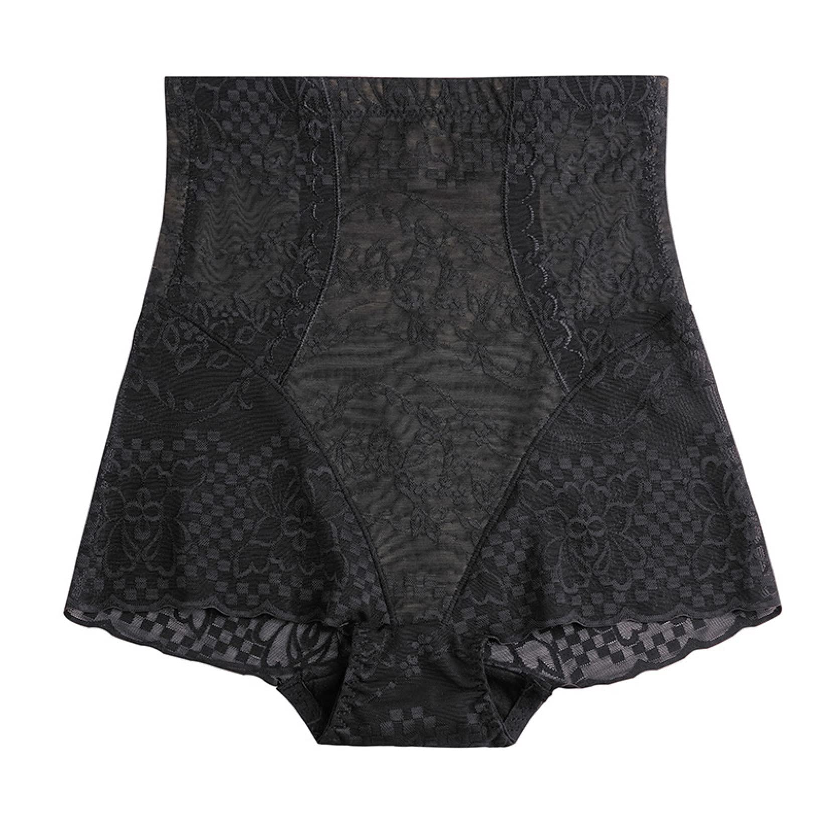 Bragas Moldeadoras de Cintura, Moldeadoras de Cuerpo, adelgazantes, levantadoras de glúteos, Ropa Interior Adelgazante, con Bordado de Encaje en el Abdomen (Negro Short XL)