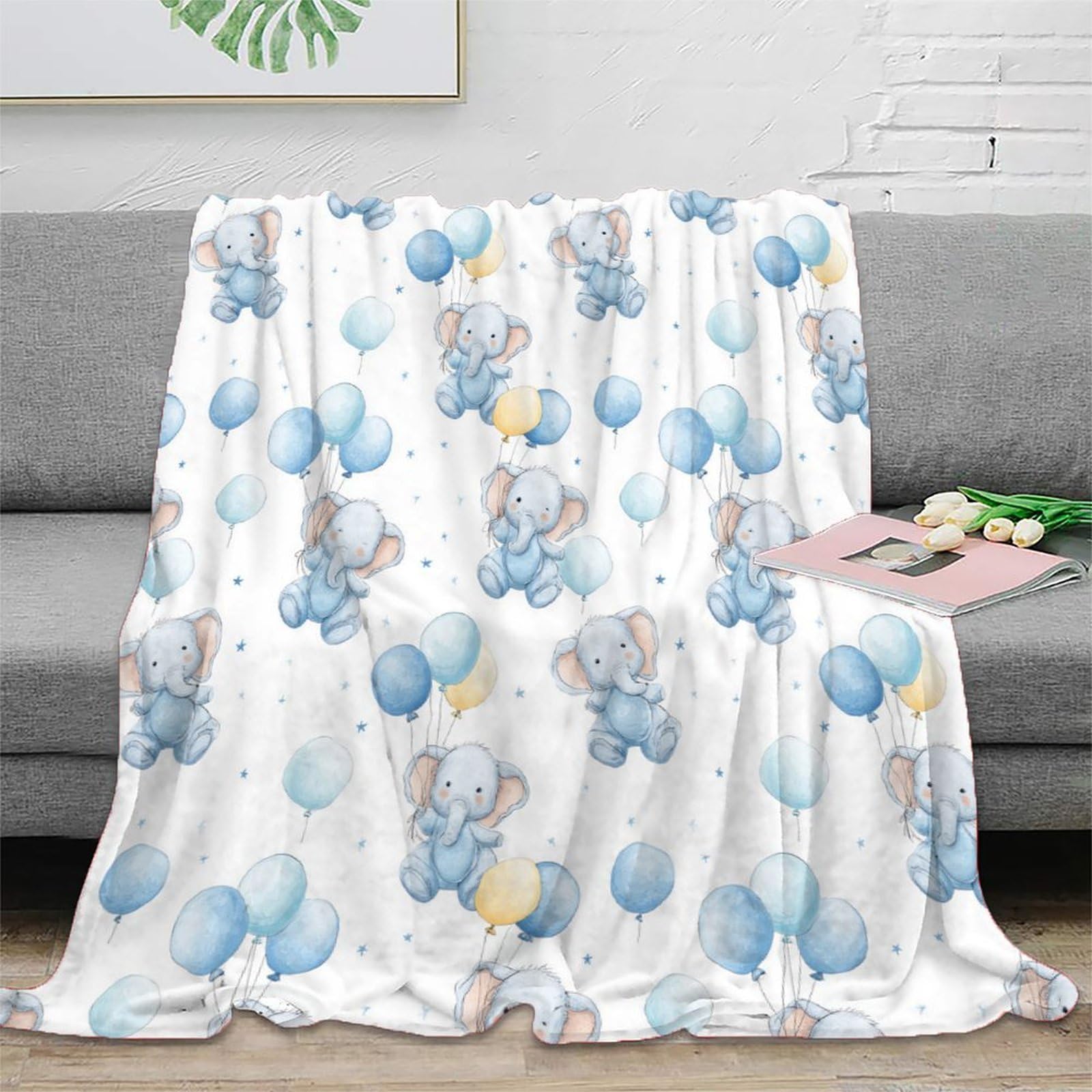 Couverture aquarelle bébé éléphant pour insuffler douceur et réconfort dans sa chambre