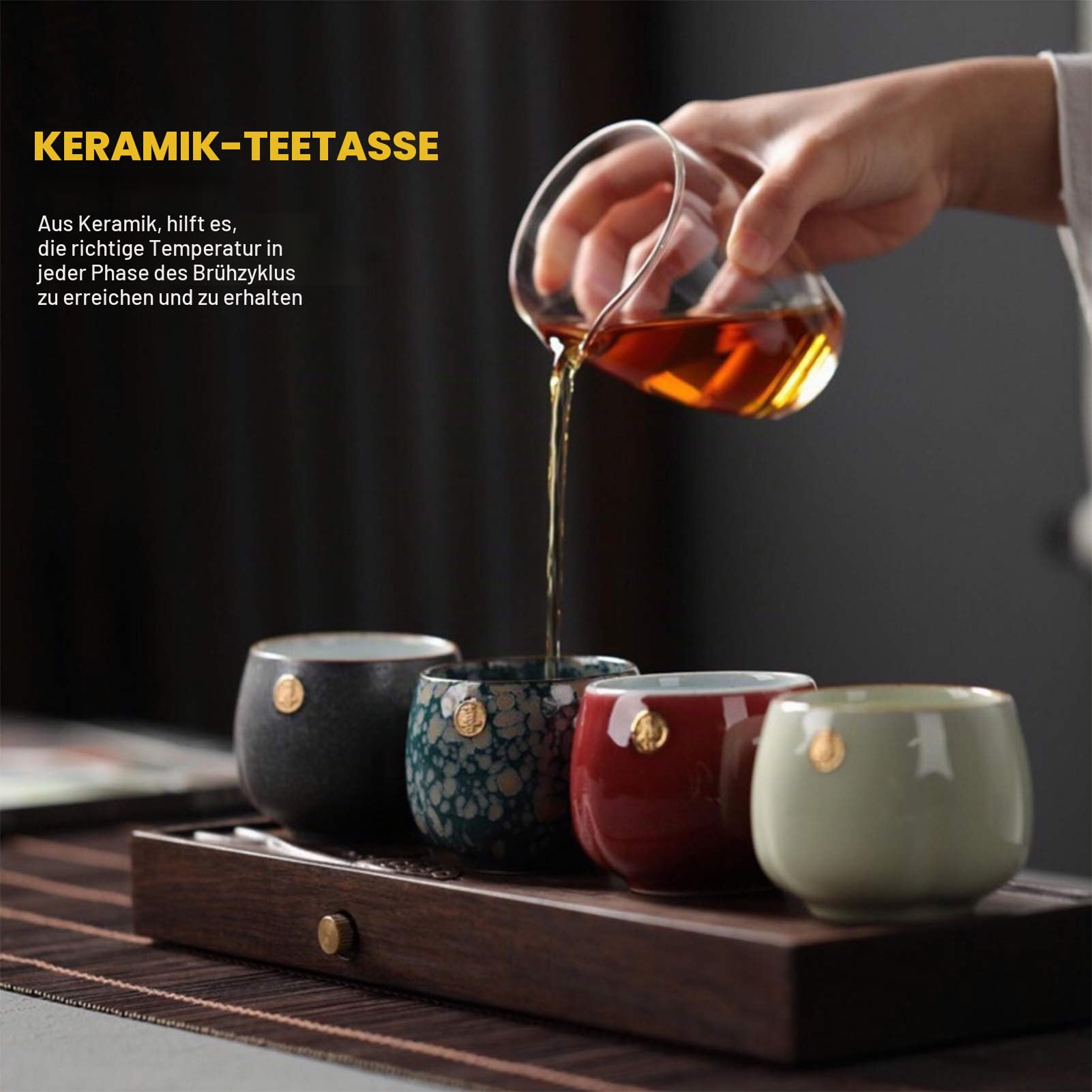 Ofen gebackene Teetasse Set im japanischen Stil Teetasse Retro Keramik Kung Fu Teetasse Teegeschirr Drink für Geschenk Zuhause(#1)