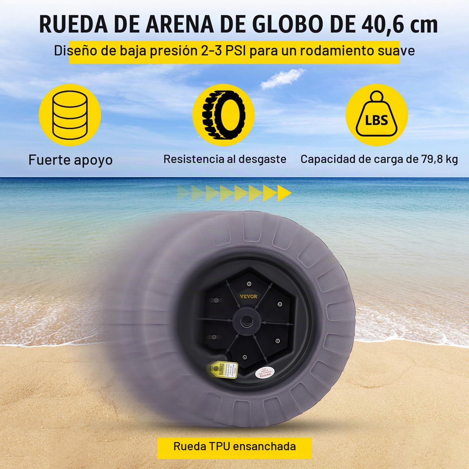 VEVOR Rueda Hinchable Neumático 40,6 cm TPU 176 libras Neumáticos de Ruedas Globo Neumáticos de Ruedas Neumática Llanta Plástico Neumáticos de Carro 7,6 kg Rueda Carretilla Sacos Neumático Carro
