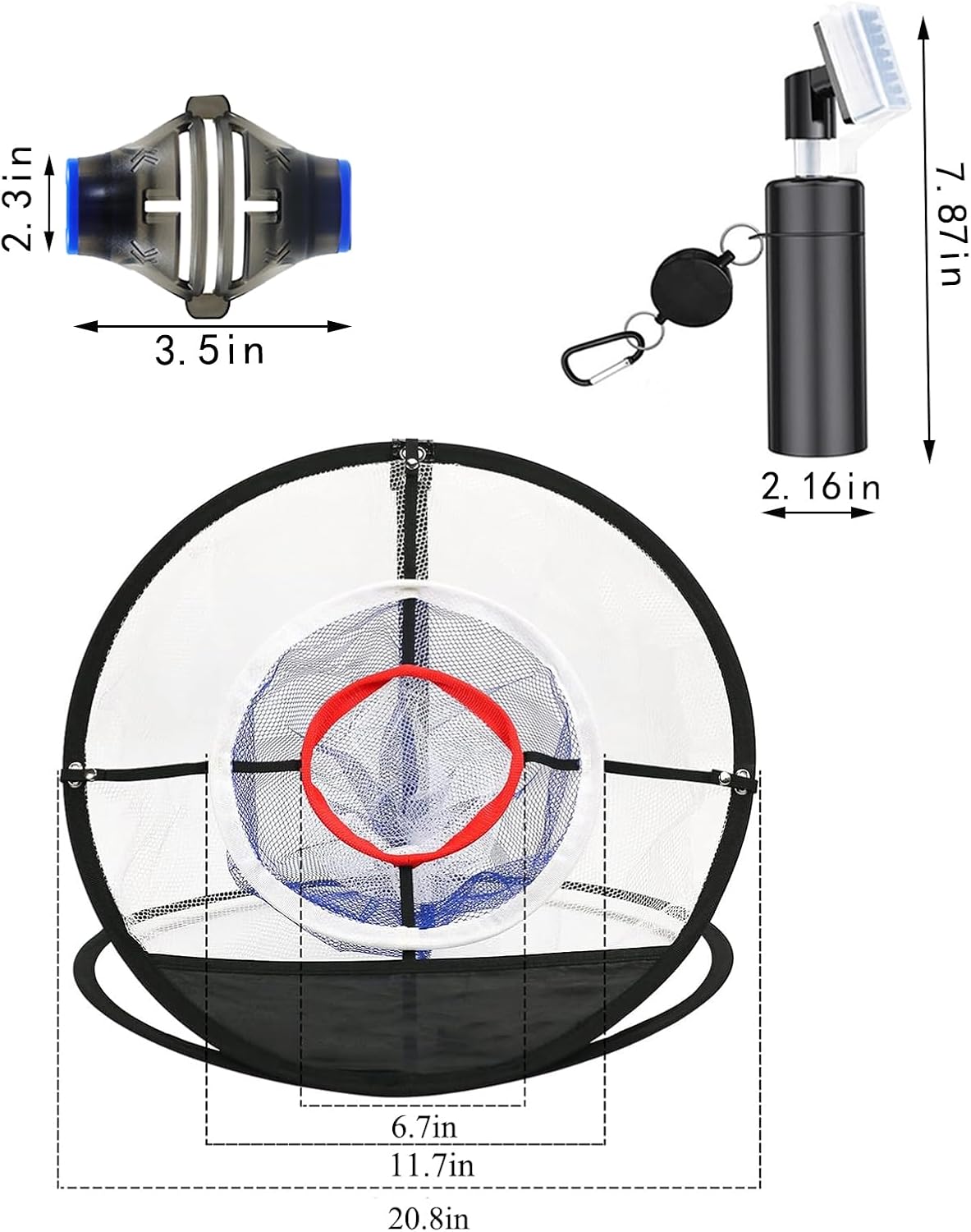 5-in-1 Golf Practice Net Set with Ball Marker, Arm Band Training Aid- Indoor/Outdoor Golf Hitting Net - Complete Golf Accessories & Training Gifts for Men