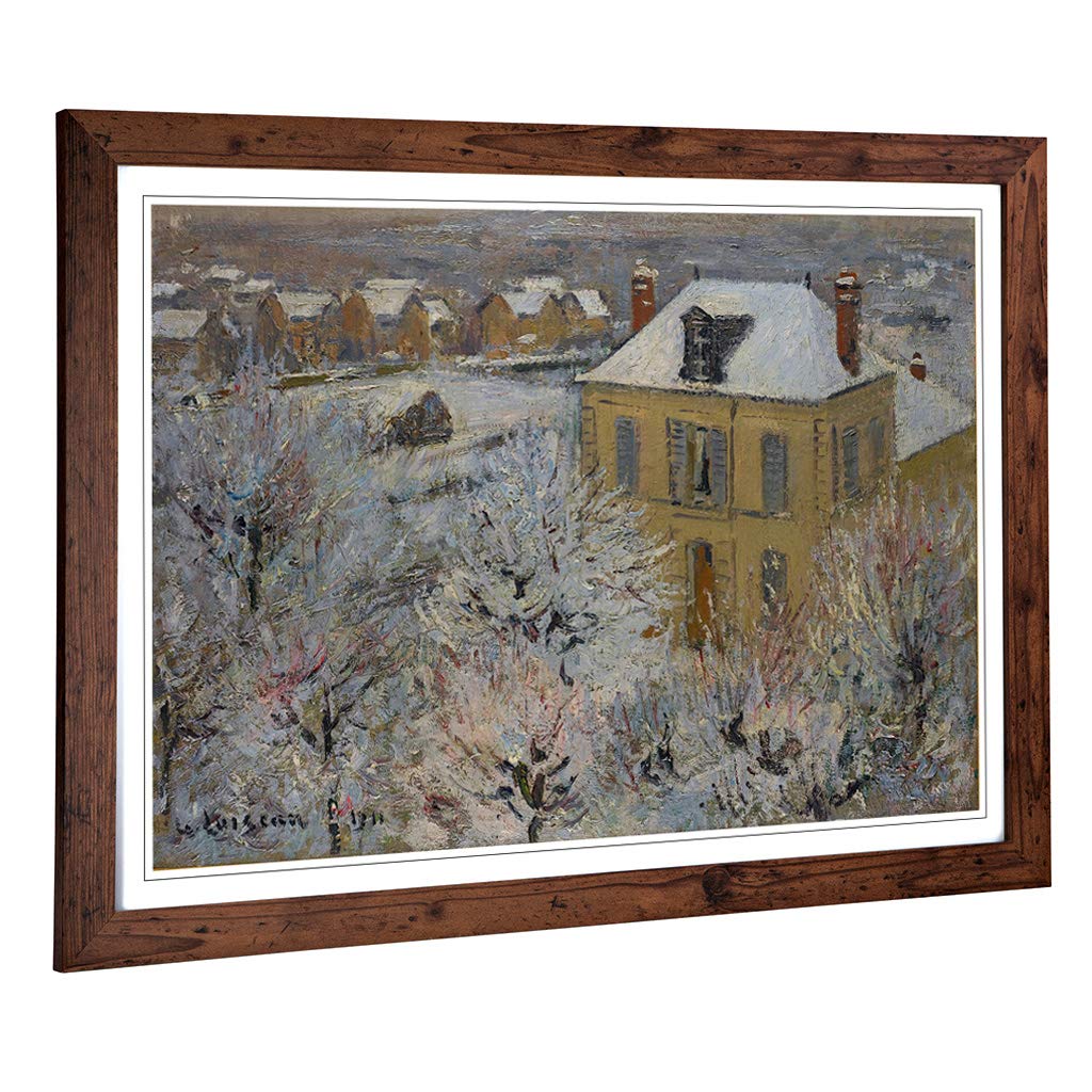 Big Box Art Framed Print of Gustave Loiseau Snowy Landscape Design | Wall Art Picture | Home Decor for Kitchen, Living Room, Bedroom, Hallway, Walnut, A2 / 24.5x18 Inch / 62x45cm