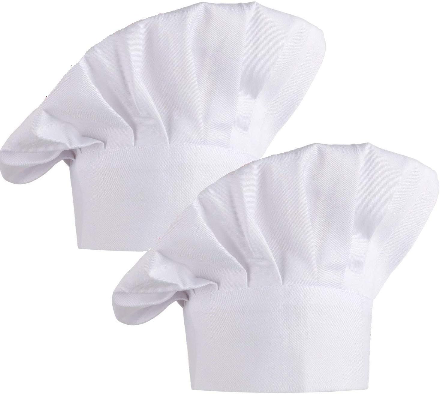 KBNIAN 2Pcs Chef Hat Adjustable Elastic Kitchen Chef Cap with Breathable Cotton Uniforms Baker Cooking Hat for Adults House Hotel Restaurant Use