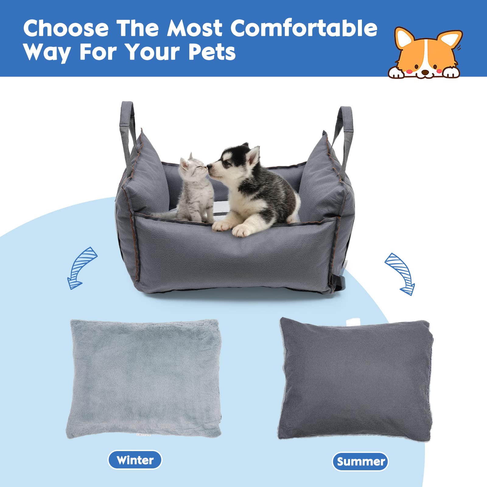 Seggiolino Auto Per Cani - Cuccia Morbida Antiscivolo Con Cintura Di Sicurezza | Per Cani Piccoli E Medi Fino A 30lb - Foto 13