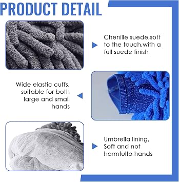 2pcs Microfiber Car Wash Mitt, Professional Cleaning Microfibre Sponge Mitts, Anti-Scratch Microfiber Detailing Glove, Lightweight & Durable, Gently Removes Dirt, Grey and Blue