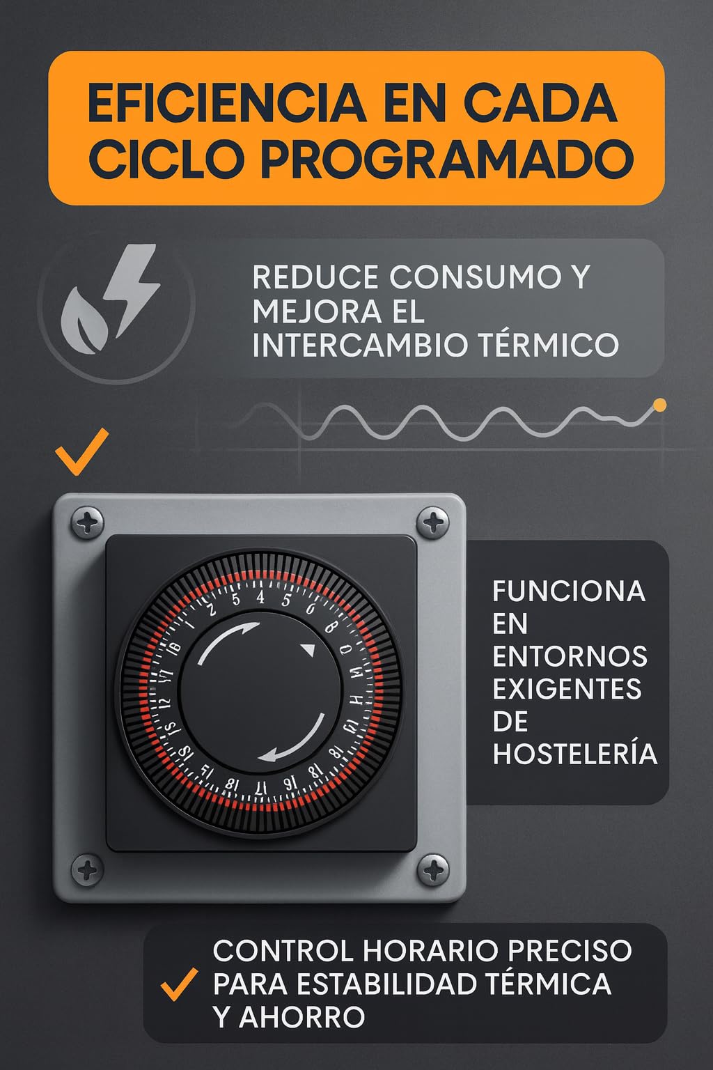 RO Linea Blanca ® Reloj Temporizador Programador Horario 24H Ciclo 15’ Desescarche 16A 230V Encastrable Con Tapa DCR24H Para Cámaras Frigoríficas Hostelería Frío Industrial Técnicos Mantenimiento