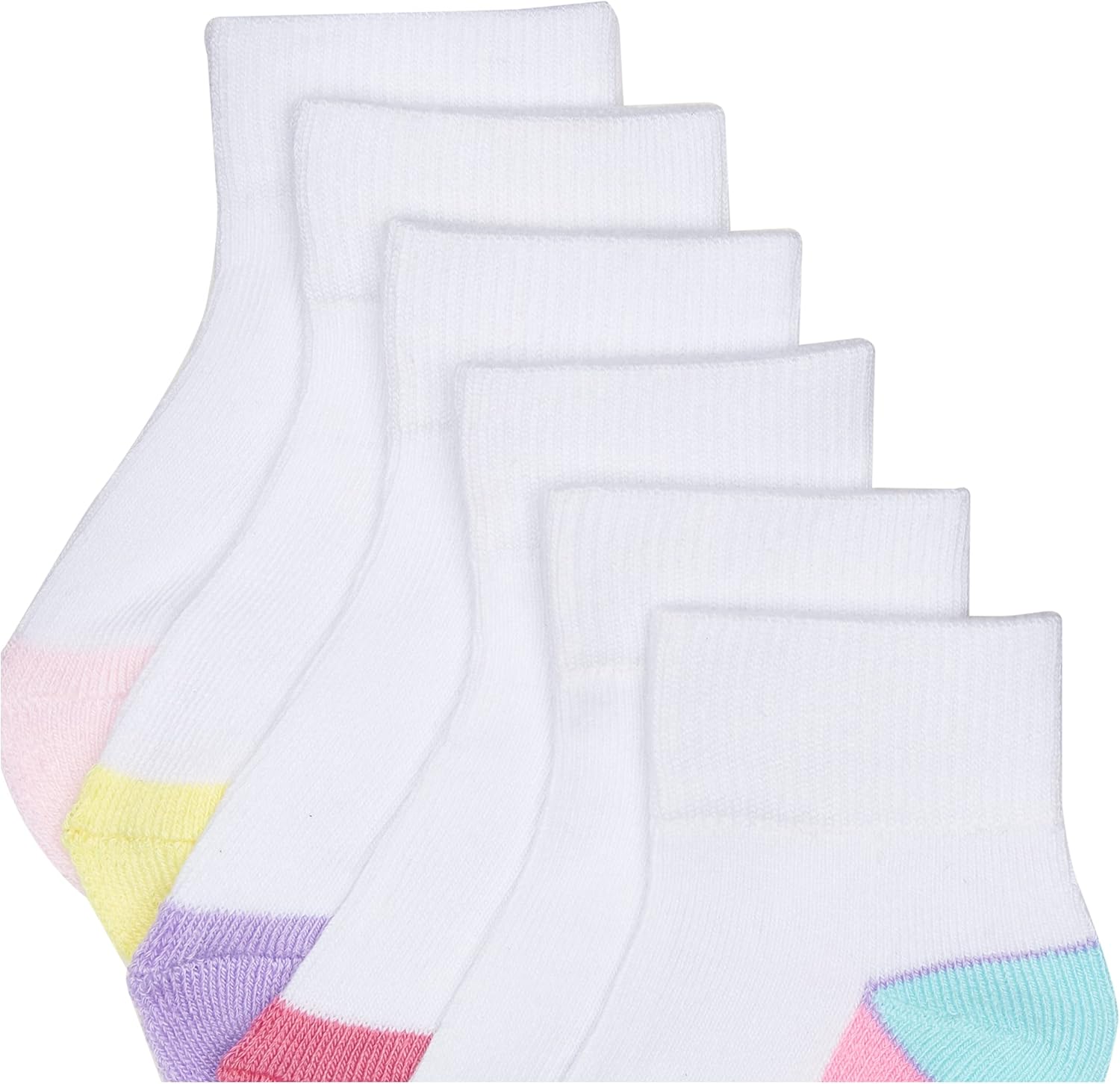 Jefferies Socks Baby Girls' Toddler Color Block Half Cushion Quarter Socks with Non-Skid 6 Pair Pack - Image 2