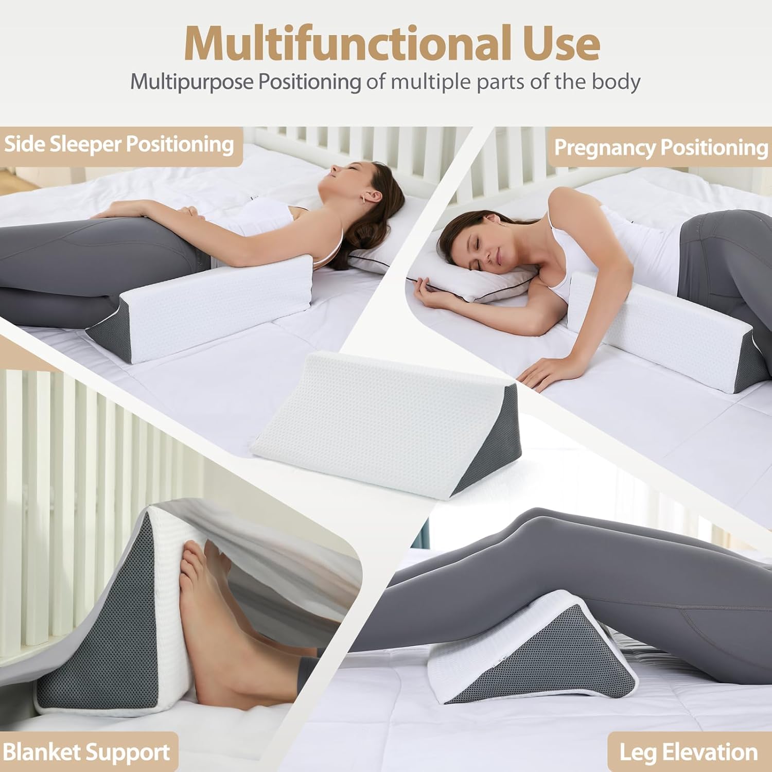 Wedge Pillow for Side Sleeping, Side Sleeper Body Back Positioners for Back Pain, Preventing Bedsores, After Surgery, Pregnancy Support, Ankle Support, Bed Wedge Pillow for Side Sleepers