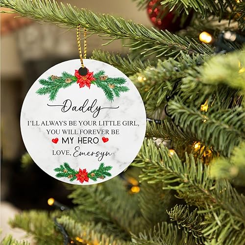 Vista 55 de Adorno de Navidad con texto en inglés "Your First Christmas As My Daddy 2025", regalo de recuerdo personalizado para nuevo papá Adorno Your Are