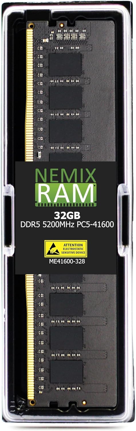 NEMIX RAM 64GB (2X32GB) DDR5 5200MHZ PC5-41600 2Rx8 1.1V CL44 288-PIN ECC Unbuffered UDIMM Memory KIT