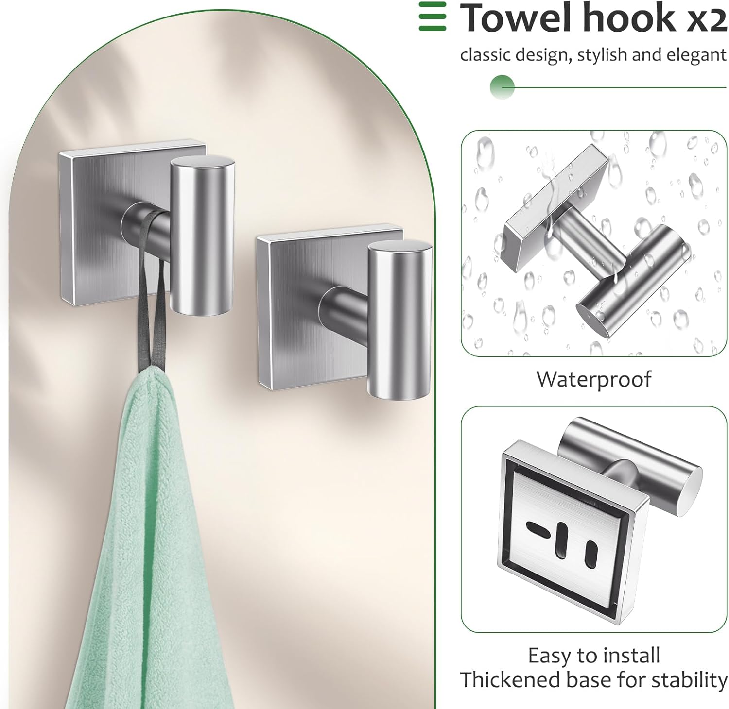 5 Pieces Brushed Nickel Towel Bar Set,Towel Racks for Bathroom Stainless Steel Wall-Mounted Bathroom Hardware Accessories Set 23.6 Inch Towel Holder