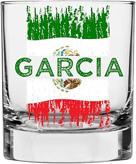 Personalized Printed 11oz Whiskey Glass - Custom Bourbon Gifts for Men, Father’s Day, Dad Scotch Drinking Birthday Glasses, Groomsmen, Liquor Cocktail Rocks Old Fashioned, Mexico Flag