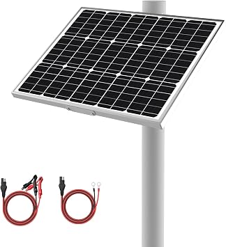 12V 30W Solar Battery Trickle Charger & Maintainer - Waterproof 30 Watt Solar Panel Built-in Ultra Smart MPPT Charge Controller + Adjustable Pole Mount Brackets for Pole Dia 1.5-3.0inch/40-80mm