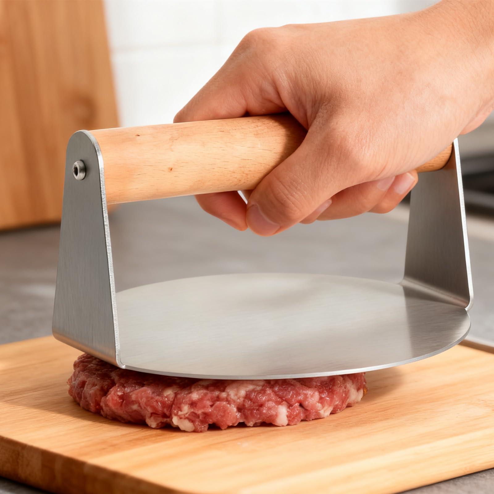 Set Stampo per Hamburger, Pressa per Carne 16 cm + 200 Fogli Separatore di Carne 16 cm, Strumenti di Cucina Essenziali