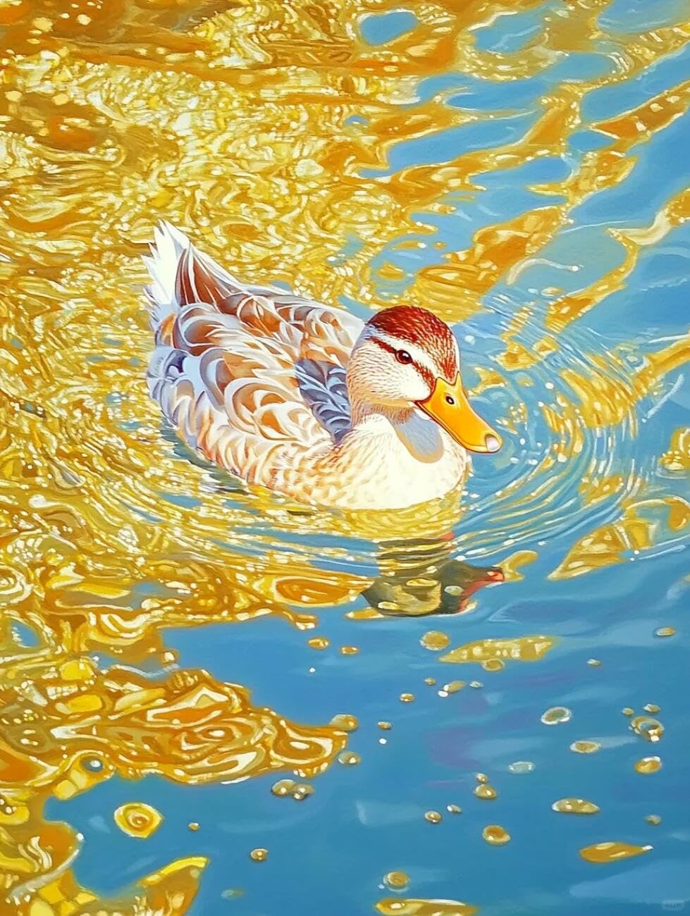RKFLGEW 14CT Cross Stitching Kit Ducks in The Water DIY Cross Stitch Patterns Kits Crafts Needlework Embroidery Set for Home Decor 40x50cm