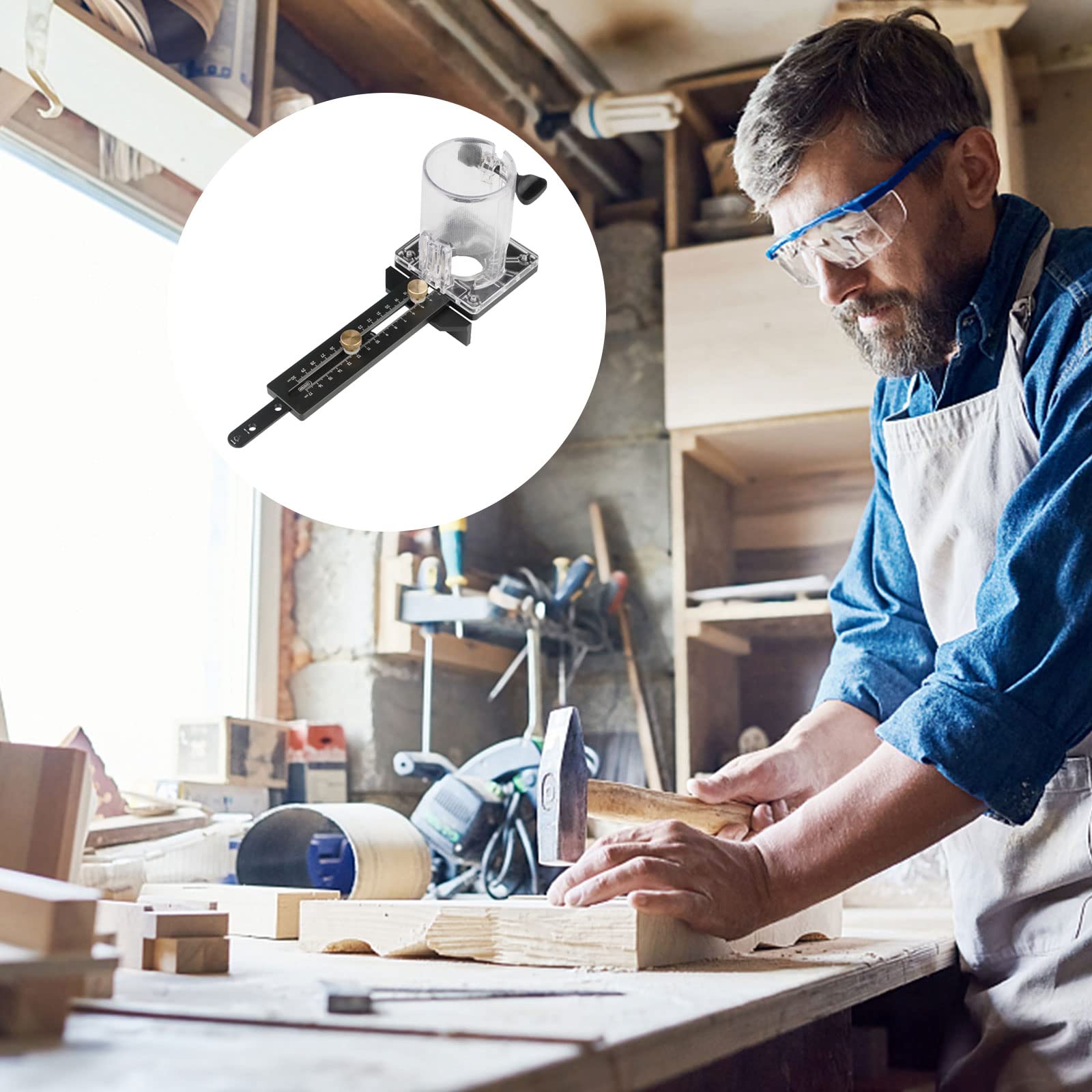 Maschera da taglio circolare per macchina da taglio, fresatrice per legno con base a scanalatura circolare per la lavorazione del legno, strumenti fai da te