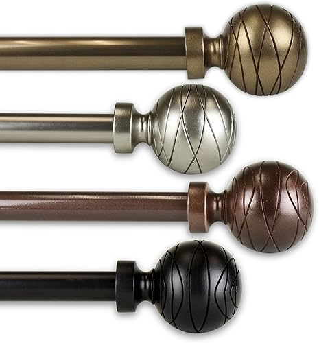 Rod Desyne Harris 1316" Single Curtain Rod, 18-28 inch, Black