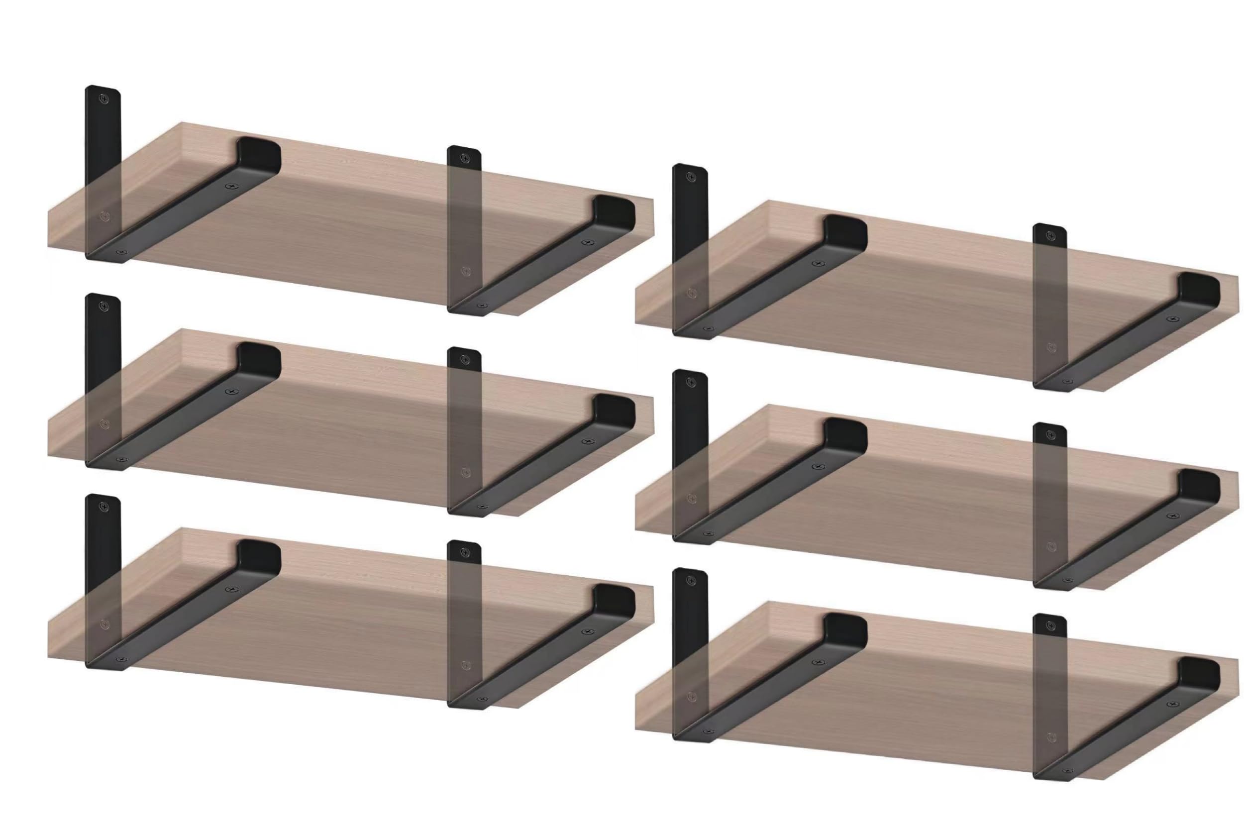 Confezione da 12 – 14 cm di lunghezza x 10,2 cm di altezza x 3,8 cm di larghezza J staffe per mensole rustiche in ferro da parete in metallo staffe per mensole industriali con viti nere