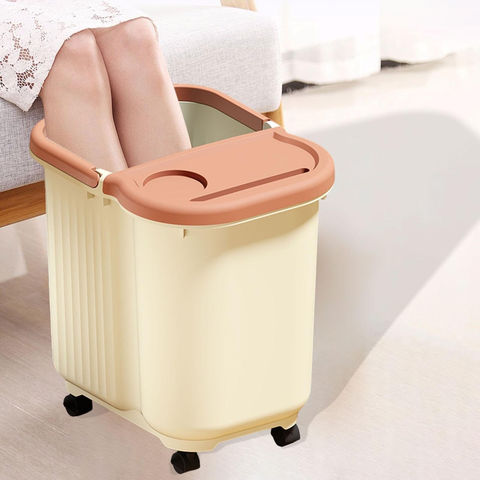 Pediluvio, Bacinella per Pedicure, Bacinella per Massaggio Ai Piedi, Realizzata in Polipropilene, Comoda E Antiscivolo Maniglia, Ideale Come Regalo O, Beige, L with Wheels