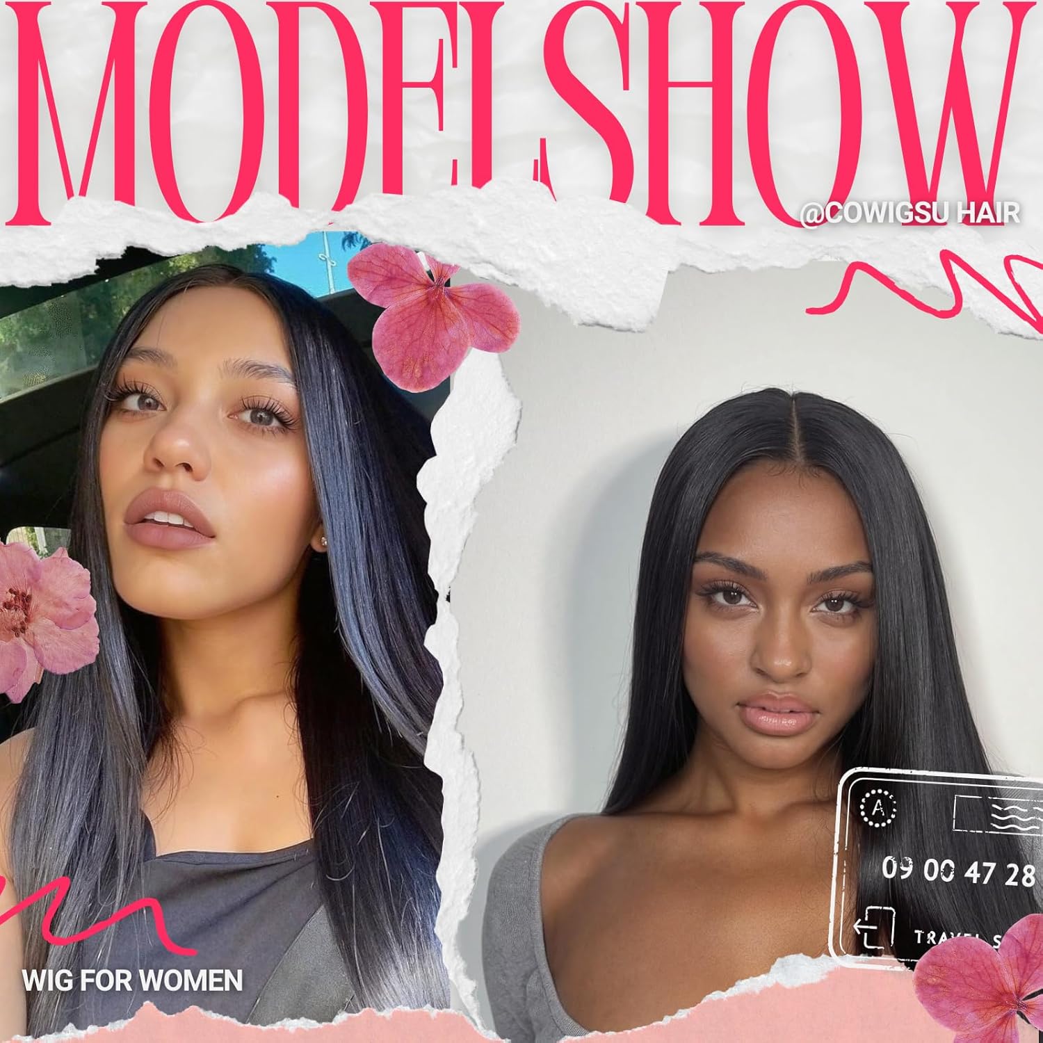 13x6 Synthetic Lace Front Wig, 30in Frontal Lace Wig for Women with Elastic band, Straight Hair Heat-Resistant HD Lace Wig with Natural Density for Daliy Used, Glueless Lace Wig for Black Women