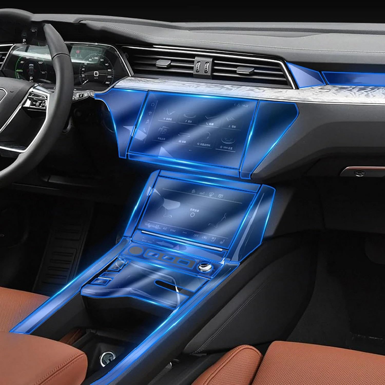 Film de protection intérieur de la console centrale en TPU transparent Audi e-tron