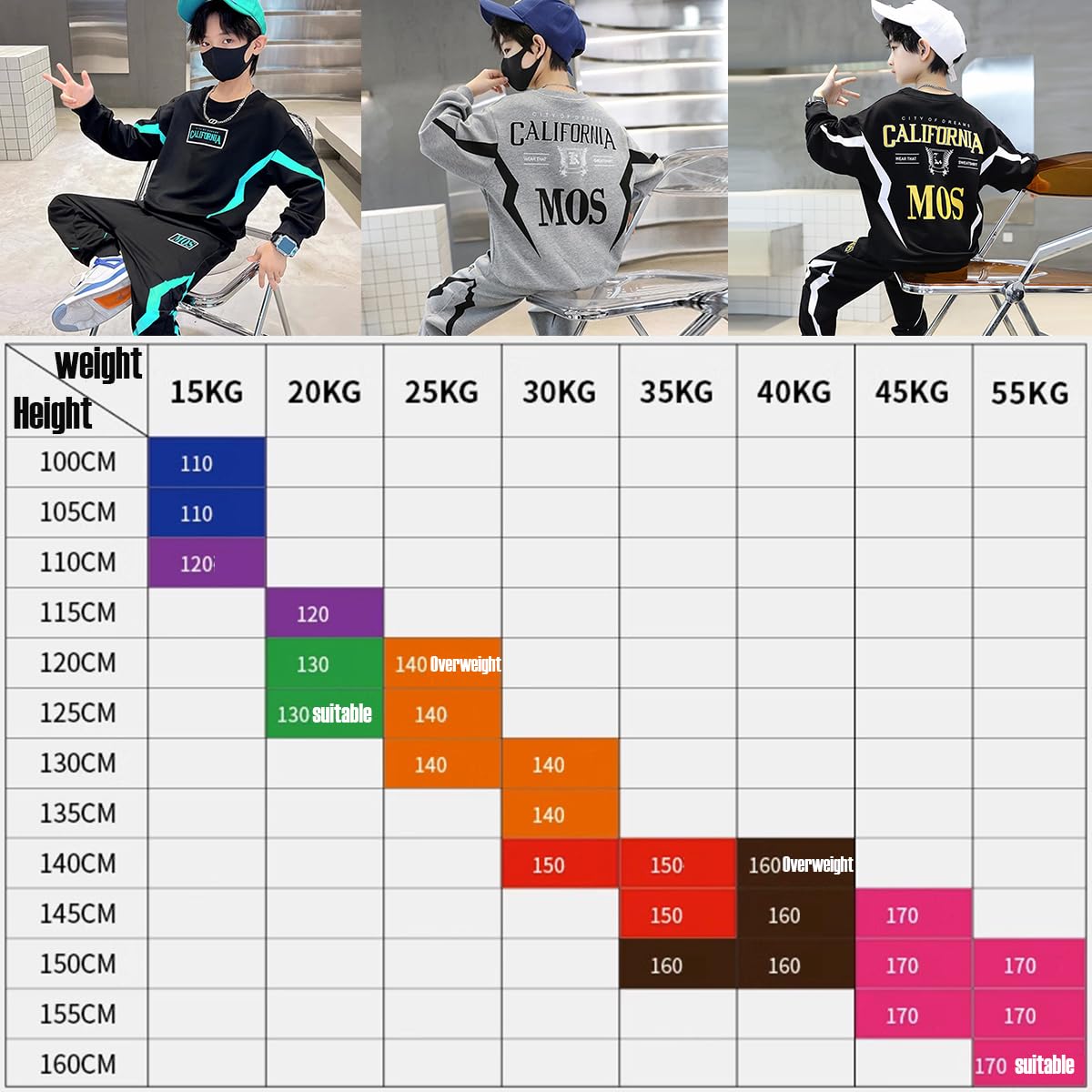 linboo Survêtement pour enfant garçon - 2 pièces - Jogging - Sweat à capuche et pantalon - Vêtements de sport - Tenue de loisirs