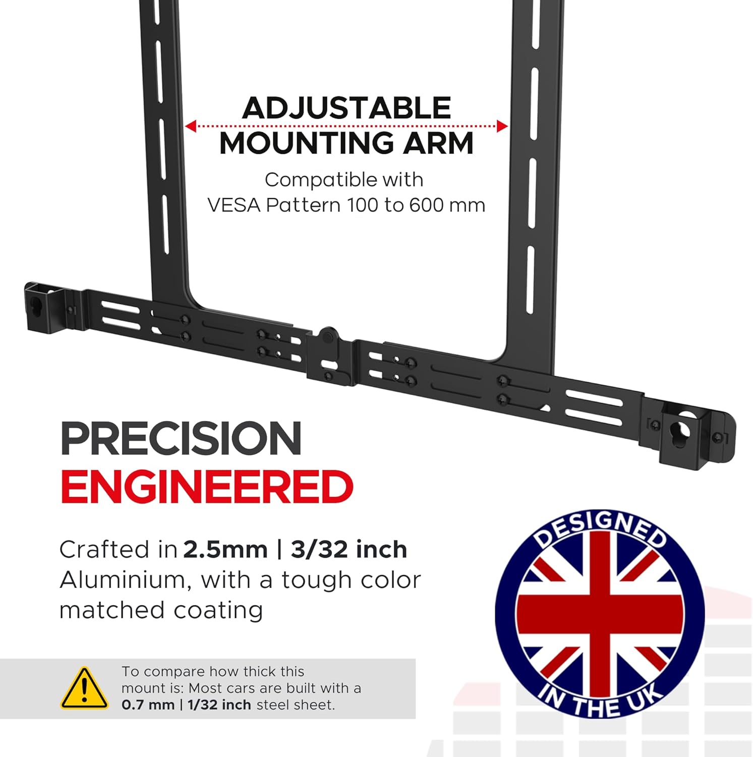 Sound bass Arc TV Mount, Black, Compatible with Sonos Arc Soundbar and Ultra Version, Mounting Bracket for TV, Hardware Kit Included, Designed in the UK