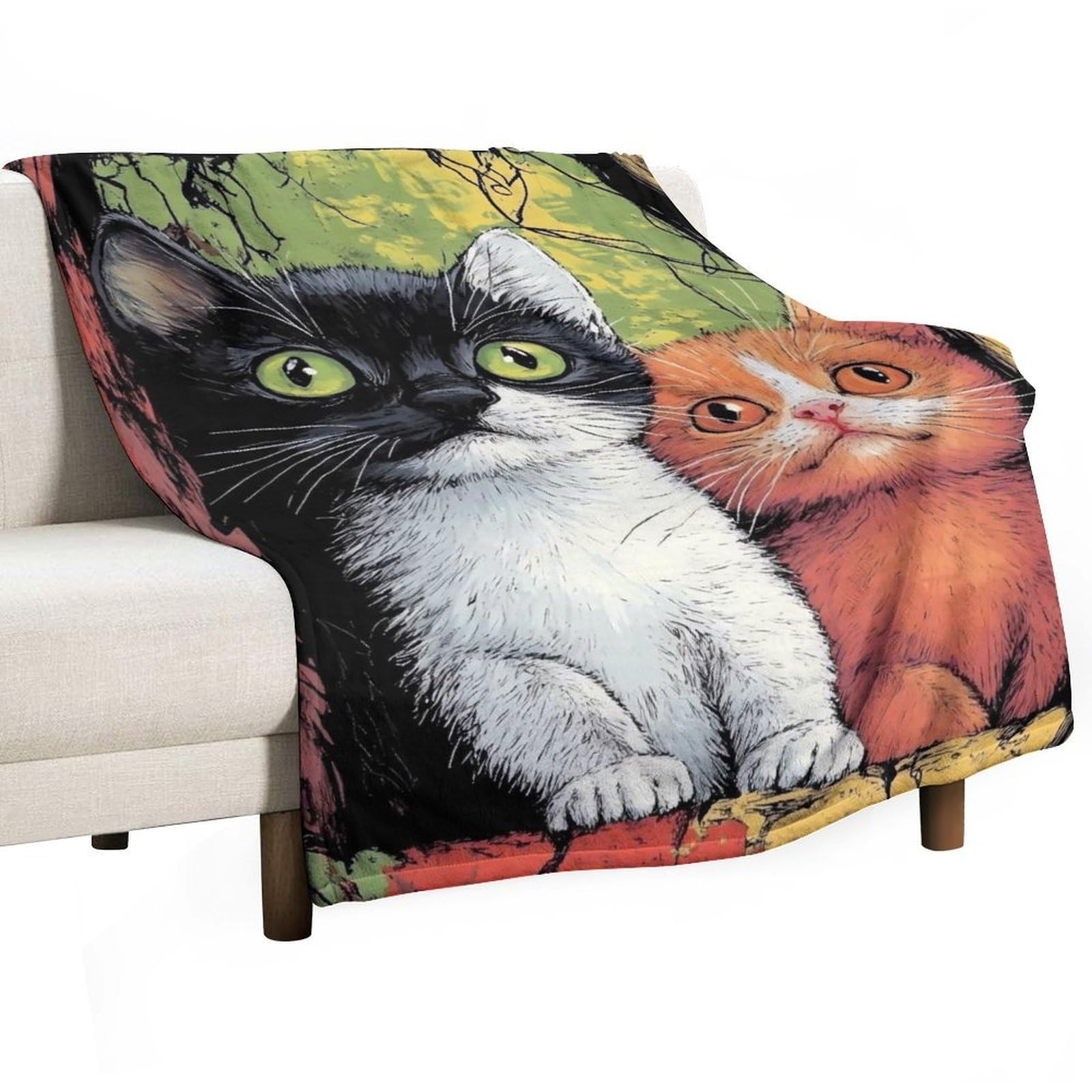 YHGSREUOH Funny Cat (4) Flannel Blankets Fleece Soft Throw Lightweight Plush Gifts for Couch, Bed, Cozy Sofa Plush, Chair, Lovers 32x48inch(80x120cm)