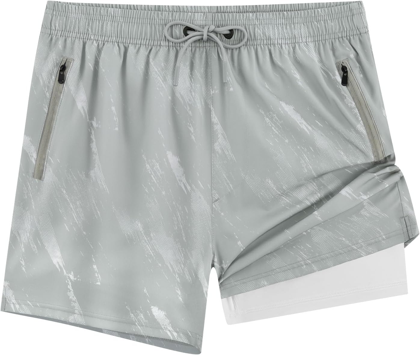 APTRO Mens Swim Trunks 5" with Compression Liner Mens Board Shorts Quick Dry Bathing Suit with Zipper Pockets