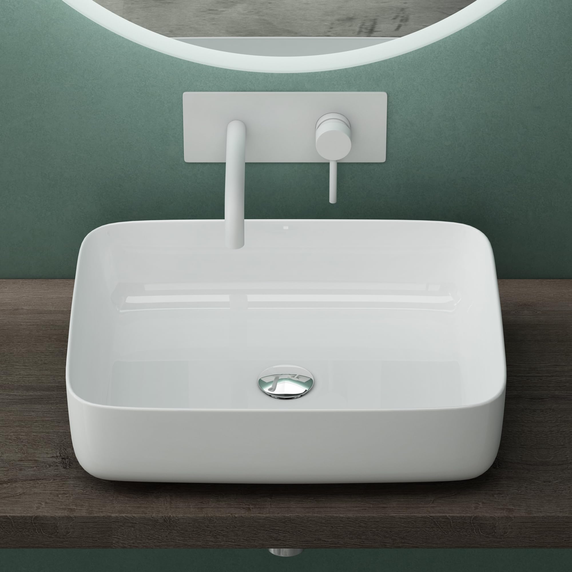 Mai & Mai Vasque Carrée à Poser 38,5x38,5x14cm Blanc sans Trop-Plein | Lave Mains, Céramique, Format Compact pour WC d'Invités, Raccordement Standard, BR106