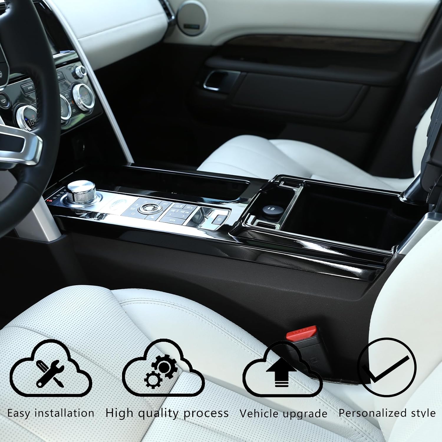 Glossy Black ABS Chrome for Land Rover Discovery 5 LR5 l462 2017 2018 Car Center Console Protection Panel Cover Trim Accessories