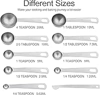 Vista 4 de Juego de tazas y cucharas medidoras, de acero inoxidable, juego completo de 19 cucharas medidoras profesionales, ingredientes líquidos o secos
