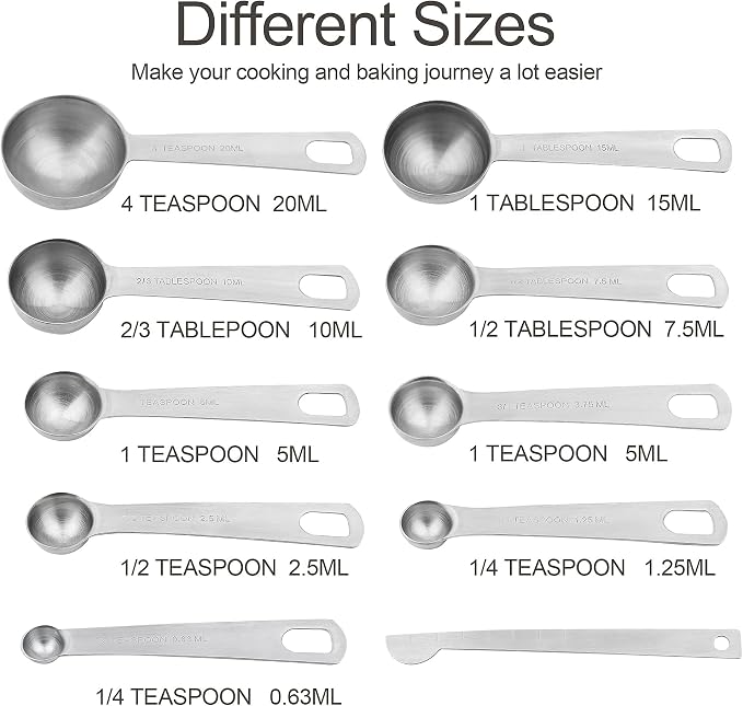 Juego de Tazas y Cucharas Medidoras de Acero Inoxidable 19pz miniatura 5