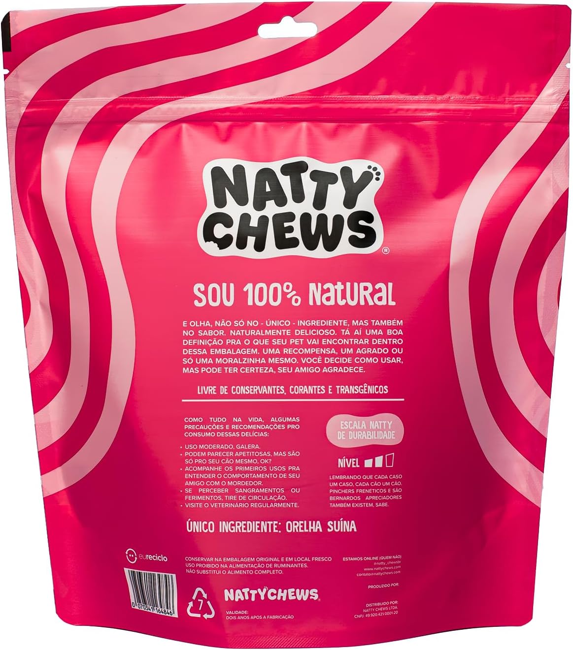 Mordedor Orelha Suína Natural Desidratada Orelhitas Natty Chews Para Cães - 3 Unidades