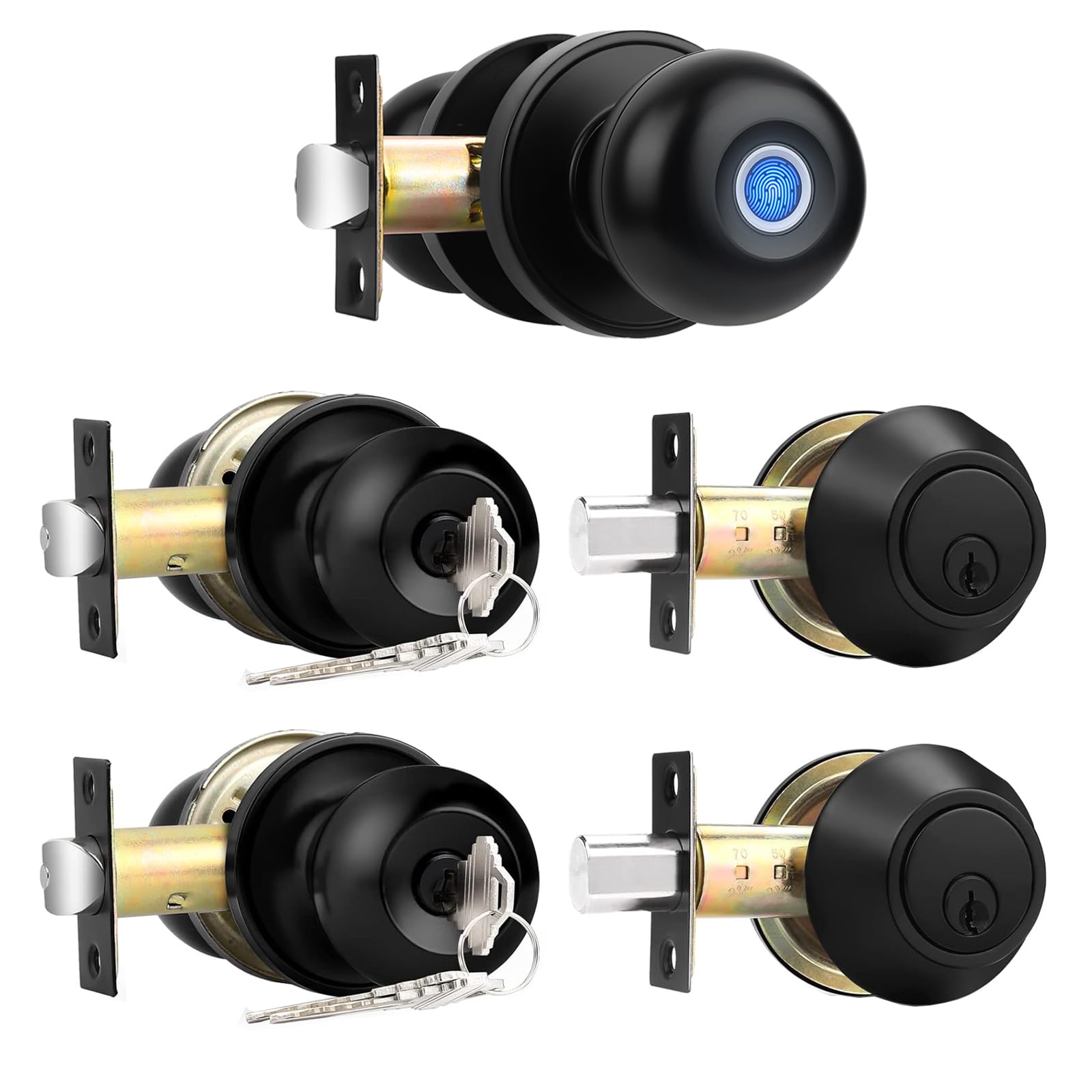Probrico 2Pack Entry Door Knob Set and Smart Door Knob